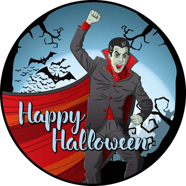 Vampier Dracula met belettering — Stockvector