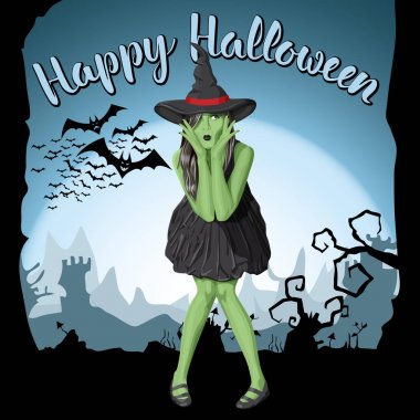  Yeşil cadı kadın şapka ile