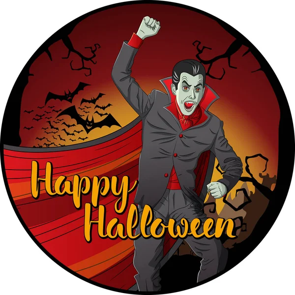 Vampire Dracula avec lettrage — Image vectorielle