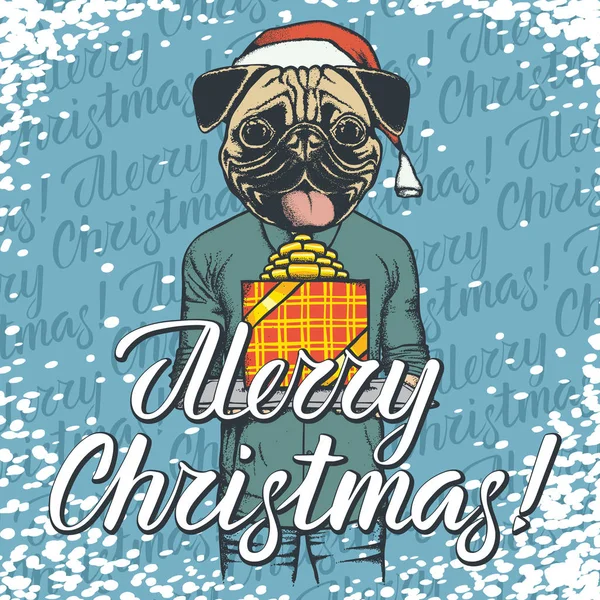 クリスマスプレゼント付きの犬 — ストックベクタ