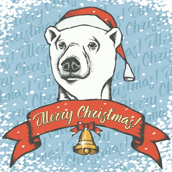 Ours polaire en chapeau de Père Noël Vecteurs De Stock Libres De Droits