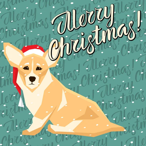 Pes v vánoční Santa hat — Stockový vektor
