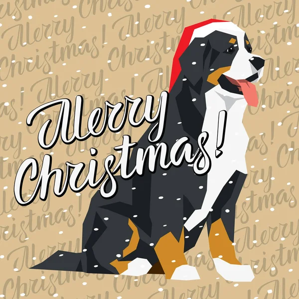 Собака в Різдво Санта hat — стоковий вектор