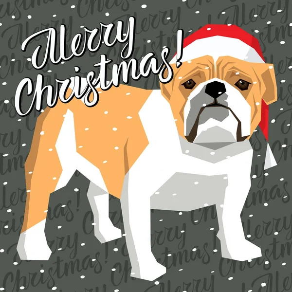 Pes v vánoční Santa hat — Stockový vektor