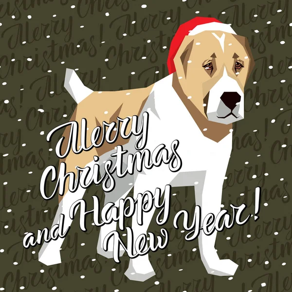 Pies w Boże Narodzenie Santa hat — Wektor stockowy