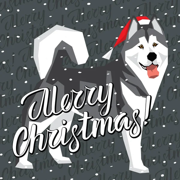 クリスマスに犬のサンタ帽子 ロイヤリティフリーのストックイラスト