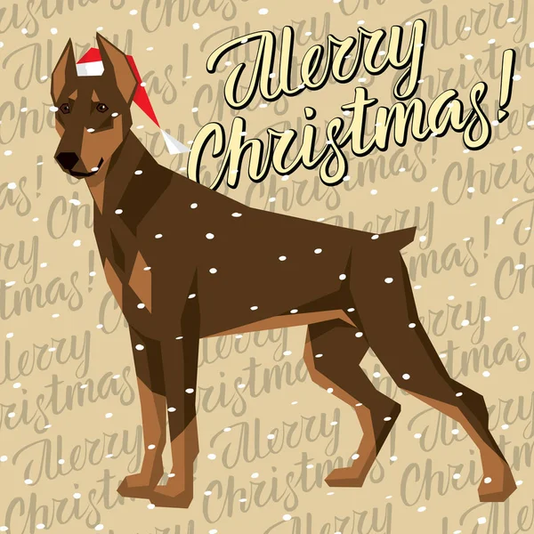 Chien à Noël Chapeau de Père Noël — Image vectorielle