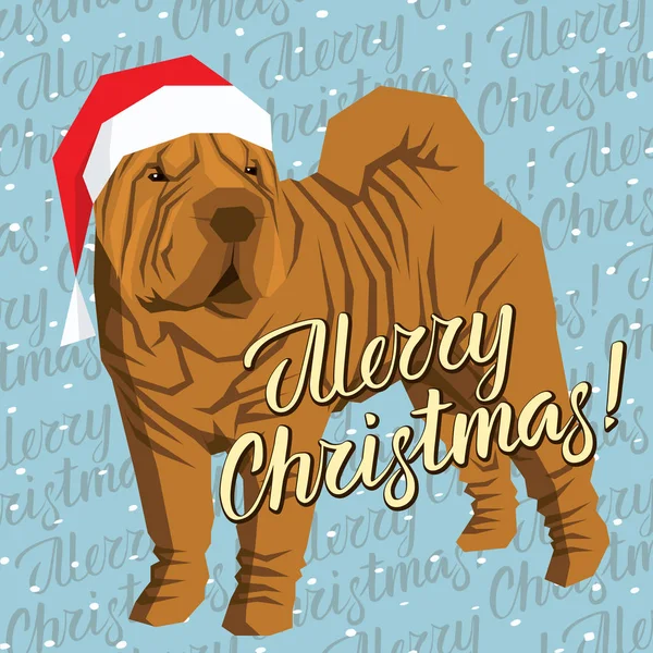 クリスマスに犬のサンタ帽子 — ストックベクタ