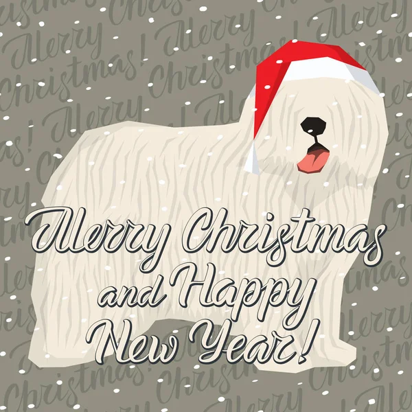 クリスマスに犬のサンタ帽子 — ストックベクタ