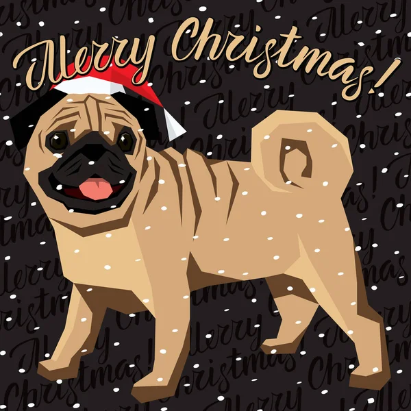 Pies w Boże Narodzenie Santa hat — Wektor stockowy