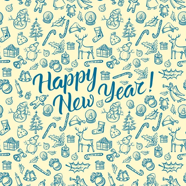 Vzor a nápis šťastný nový rok — Stockový vektor