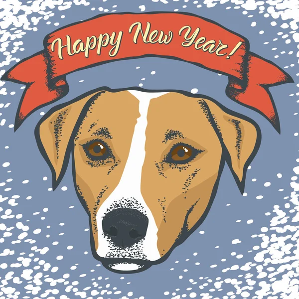 Jack Russell Terrier en chapeau de Père Noël — Image vectorielle