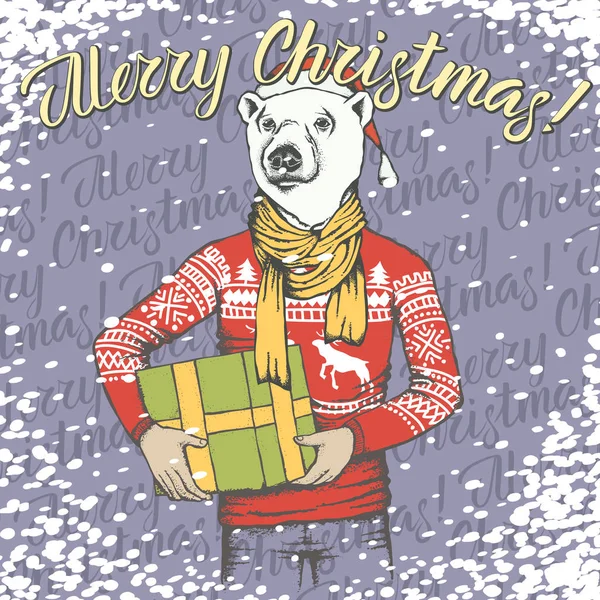 Ours blanc de Noël — Image vectorielle