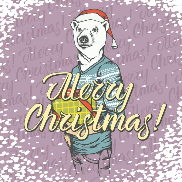 Χριστουγεννιάτικο λευκό αρκουδάκι — Διανυσματικό Αρχείο