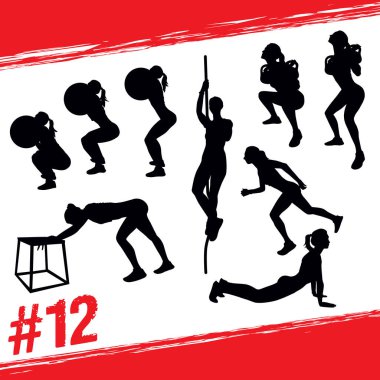 people doing fitness and crossfit workouts clipart