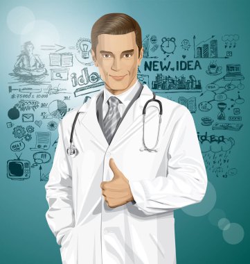 Doktor stetoskop ile Aferin gösterir