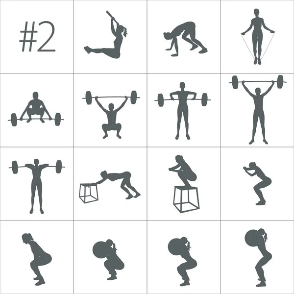 Silhouettes of people doing workouts — Stock Vector