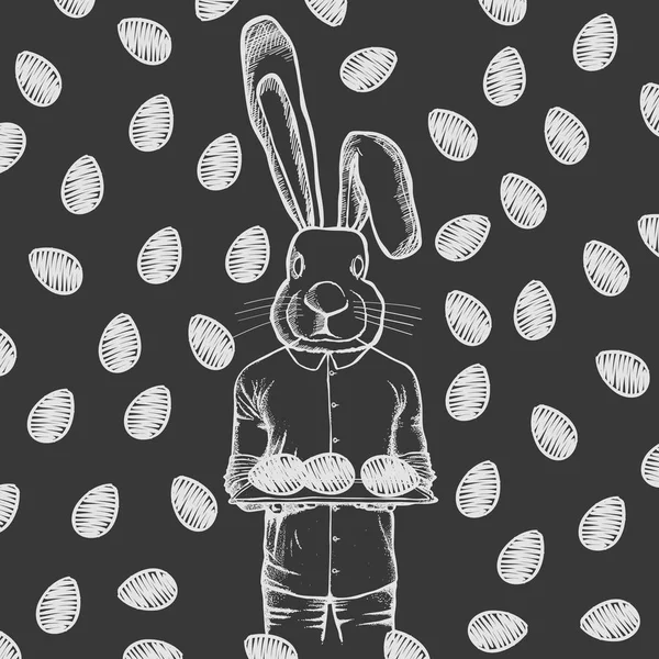 Кролик с пасхальными яйцами — стоковый вектор