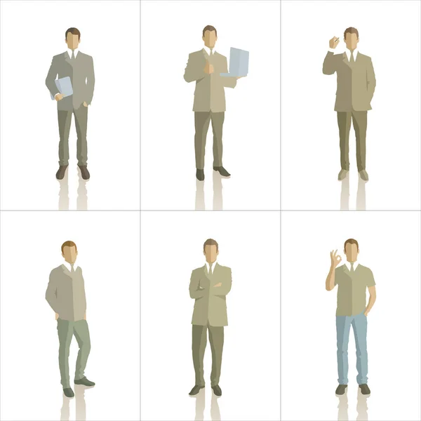 Silhouettes of business people with shadows — Stock Vector