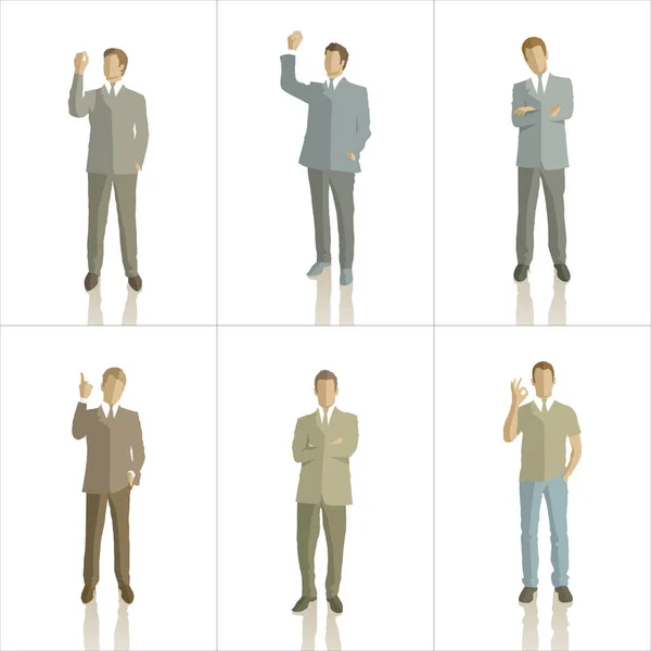 Silhouettes of business people with shadows — Stock Vector