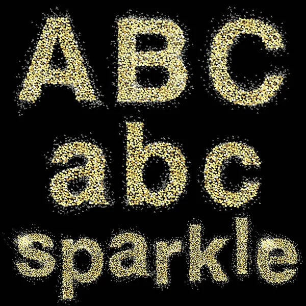 Goldglitzerndes Alphabet — Stockvektor