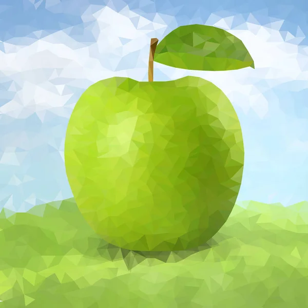 Manzana poligonal verde — Vector de stock