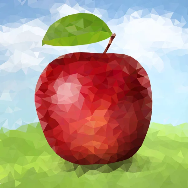 Manzana poligonal roja — Vector de stock