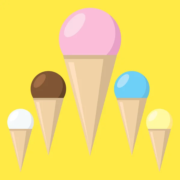 Collection Ice Creams Color Background Vector Illustration — Stock Vector