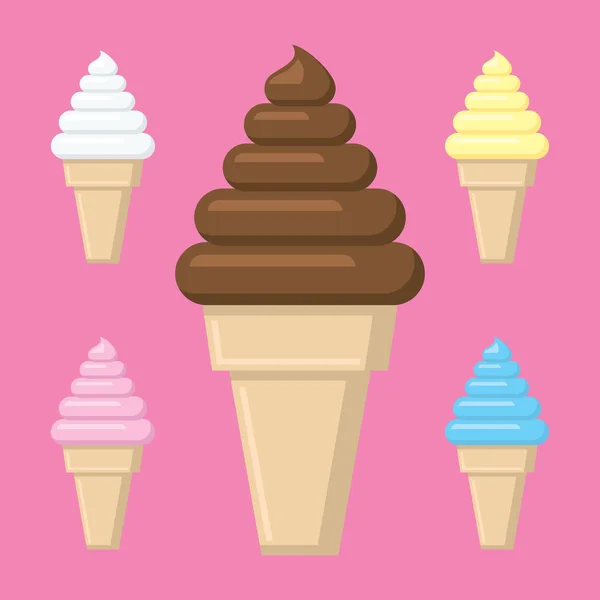 彩色背景冰淇淋的收集 矢量插画 — 图库矢量图片
