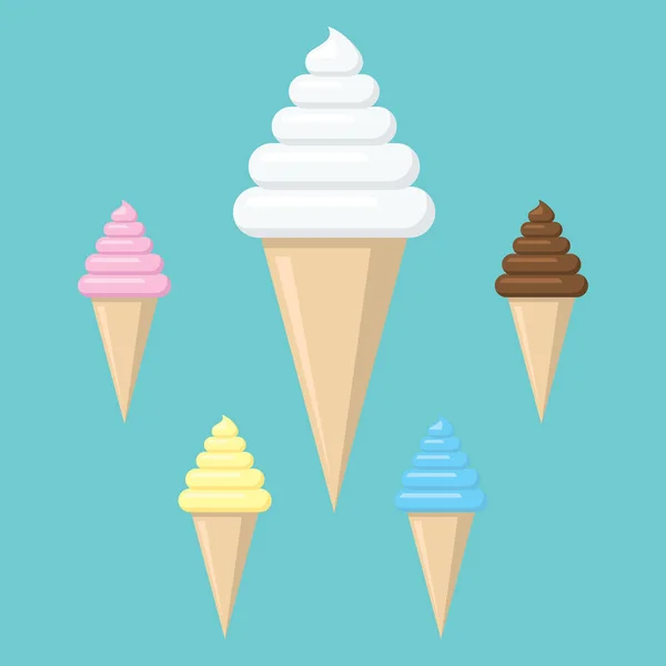 Коллекция Мороженого Цветном Фоне Векторная Иллюстрация — стоковый вектор