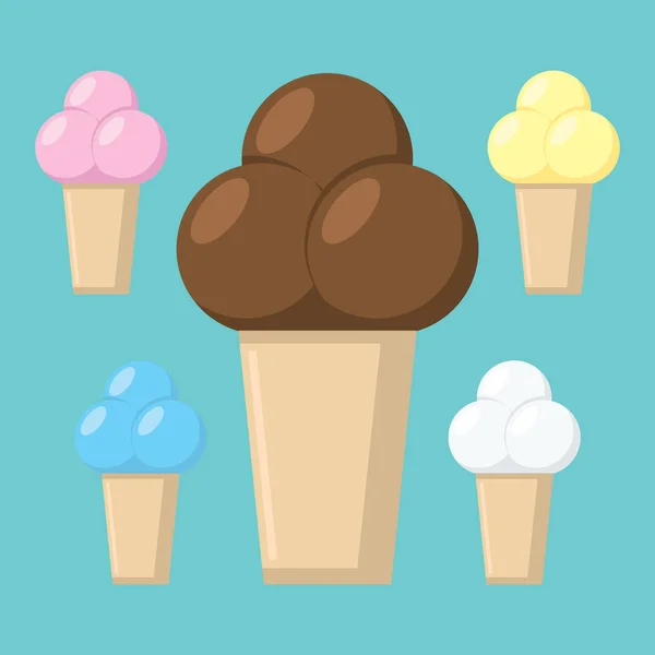 Collection Ice Creams Color Background Vector Illustration — Stock Vector