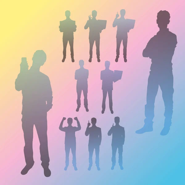 Les gens d'affaires dans différentes poses — Image vectorielle