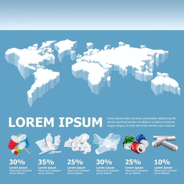 Vektor-Infotafel oder Infografik mit Eisberg-Weltkarte — Stockvektor