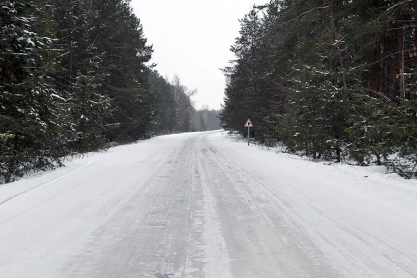 Snö Icy Road — Stockfoto