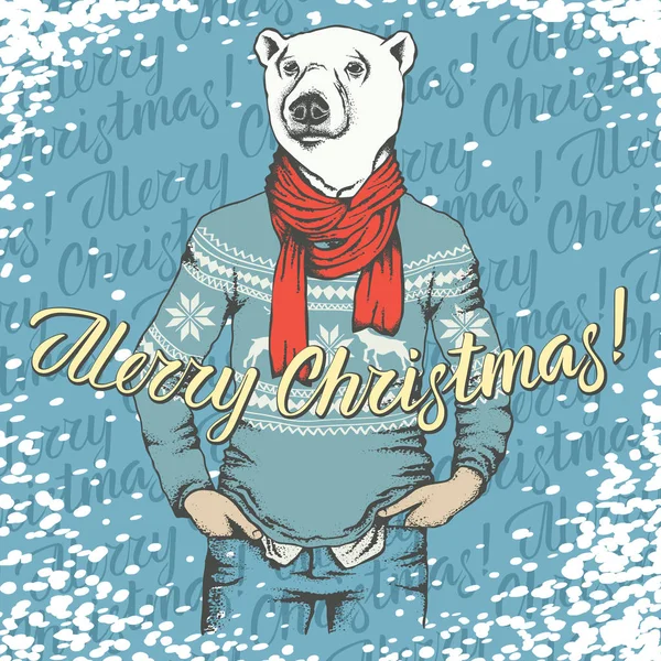 Illustration vectorielle ours blanc de Noël — Image vectorielle