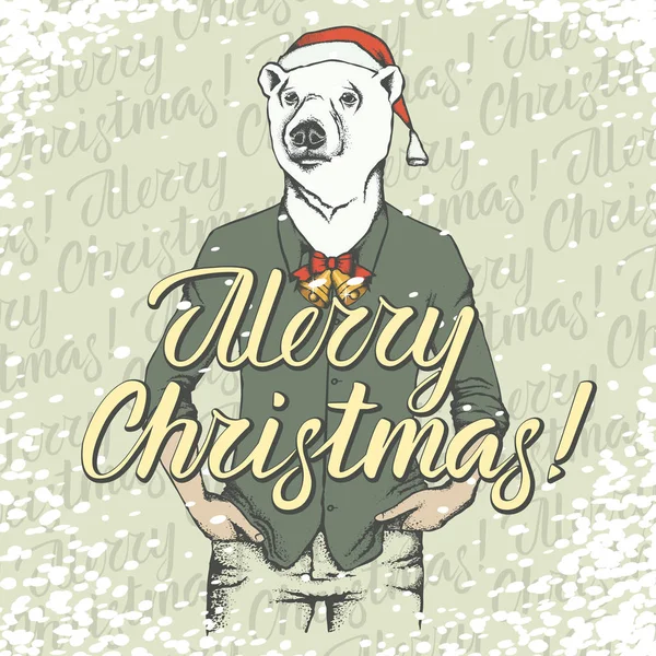 Illustration vectorielle ours blanc de Noël — Image vectorielle