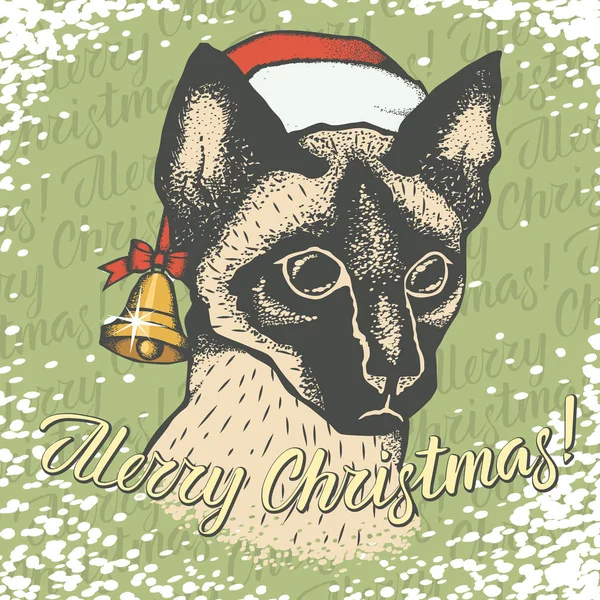 Illustrazione vettoriale gatto Natale — Vettoriale Stock