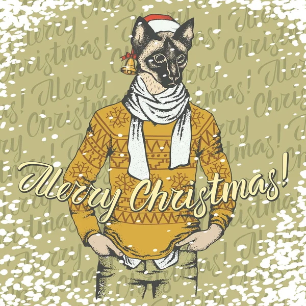 Illustrazione vettoriale gatto Natale — Vettoriale Stock