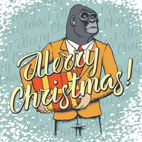 Maymun vektörü Noel konsepti — Stok Vektör