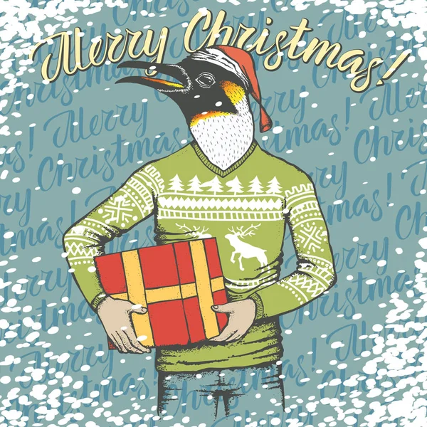 Ilustração do vetor do pinguim de Natal — Vetor de Stock