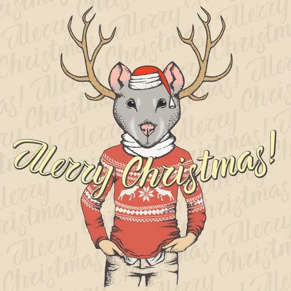 Illustration vectorielle rat de Noël — Image vectorielle