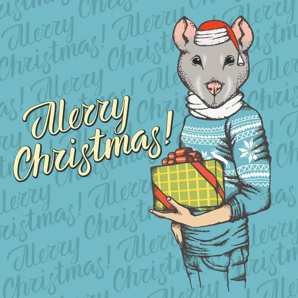 Illustration vectorielle rat de Noël — Image vectorielle