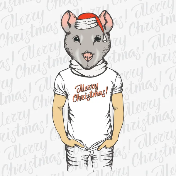 Kerst rat vector illustratie — Stockvector