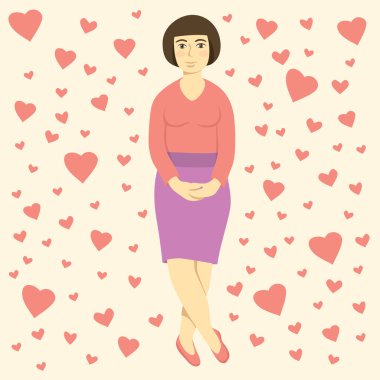 Vector Wom��n Celebrating Valentines Day