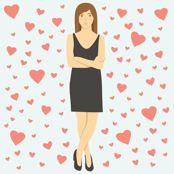 Vector Woman Celebrating Valentines Day — Stock Vector