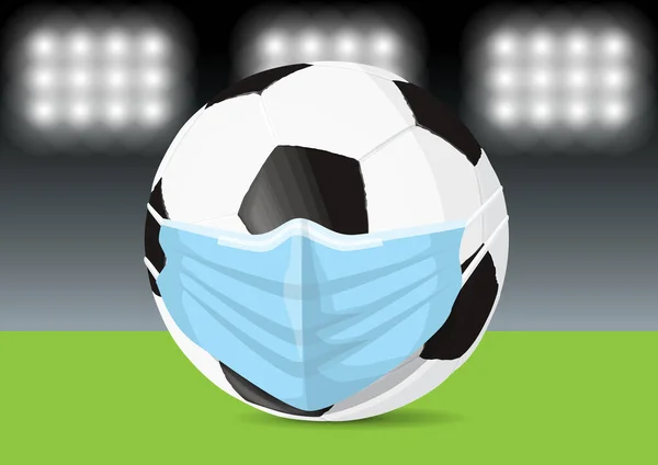 2020年 コロナウイルスベクターの概念とサッカーボール — ストックベクタ