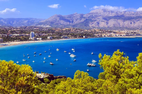 Altea Alicante province Spain view from Mediterranean sea Royalty Free Stock Images