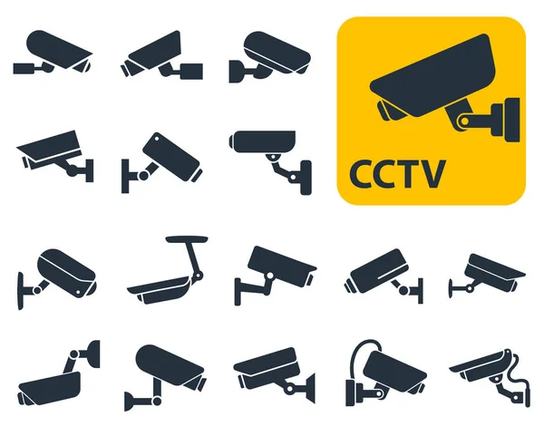 Security camera icons, video surveillance — Stock Vector