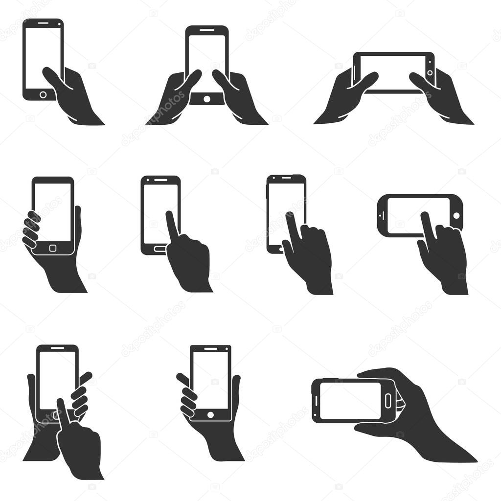 smartphone in hand icons