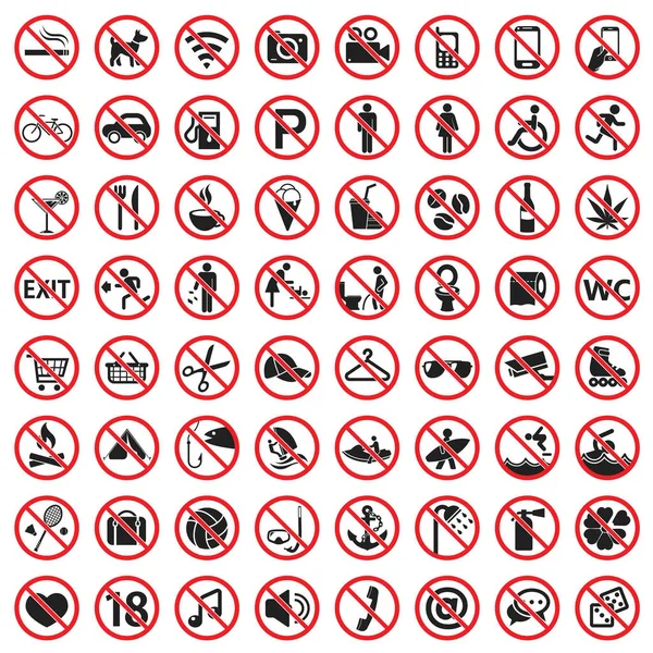 Prohibición signos icono conjunto — Vector de stock